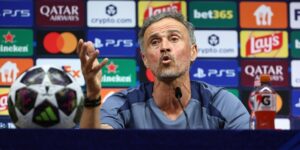 Luis Enrique, entraîneur du Paris Saint Germain, en conférence