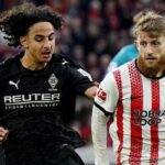 Wael Mohya en maillot du Borussia Mönchengladbach sur un terrain