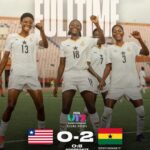 Équipe des Black Maidens du Ghana célébrant après une victoire