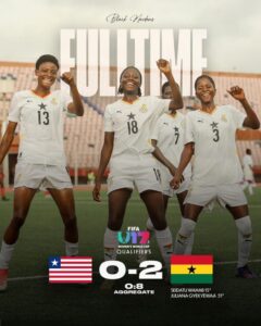 Équipe des Black Maidens du Ghana célébrant après une victoire