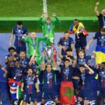 Paris Saint-Germain célèbrant sa victoire en Ligue des Champions