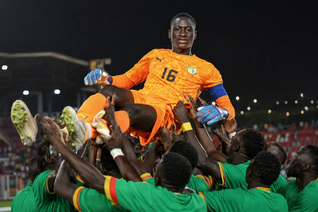 Assane Sarr, gardien Sénégal U17, célébrant qualification