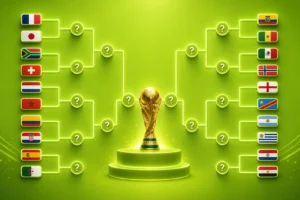 Maquette graphique du bracket de la Coupe du Monde 2026
