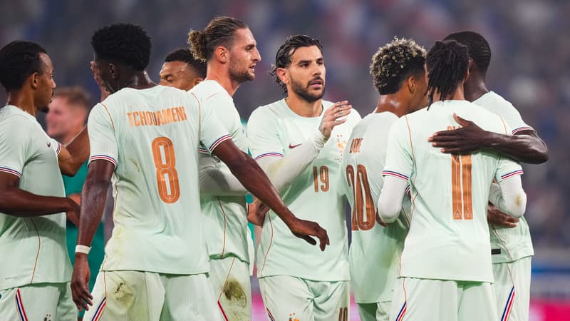 Maillot extérieur vert menthe de l'Équipe de France de football sur un étalage vide