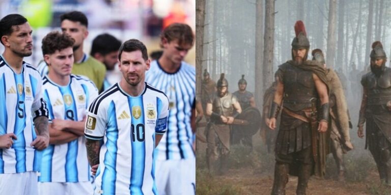 Messi soulevant le trophée de la Coupe du Monde 2026 au MetLife Stadium, entouré de feux d'artifice