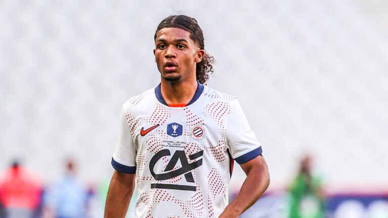 Laciné Megnan en entraînement avec Montpellier, visage déterminé
