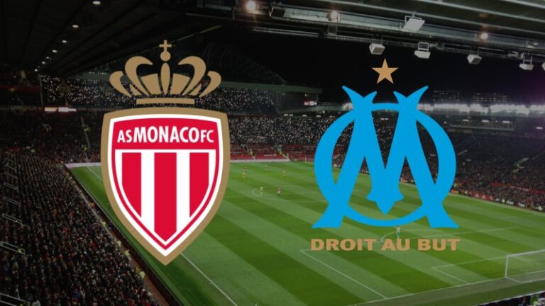 Match de football entre Monaco et Marseille en Ligue 1 au Stade Louis II