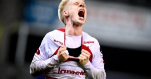Jeppe Erenbjerg, milieu offensif danois, lors de son arrivée au Racing Genk